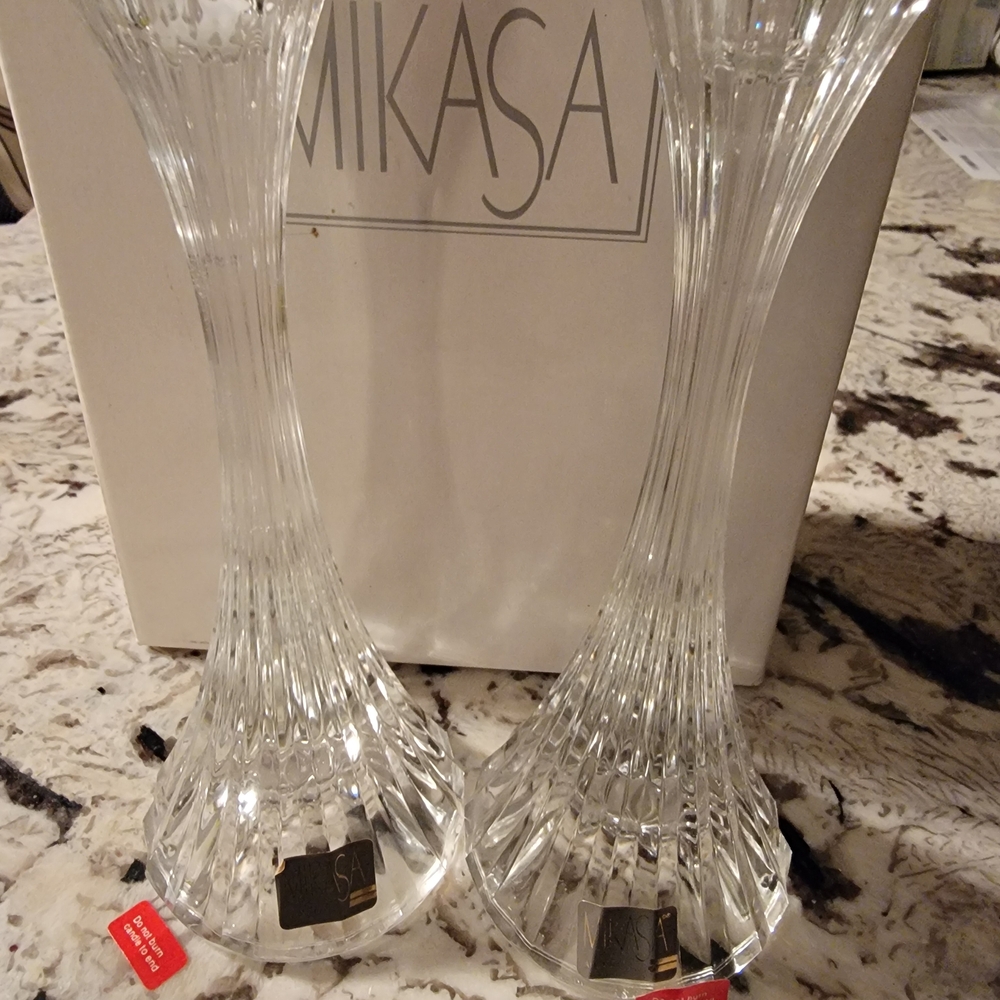 Mikasa Clear Glass Candle Holders
